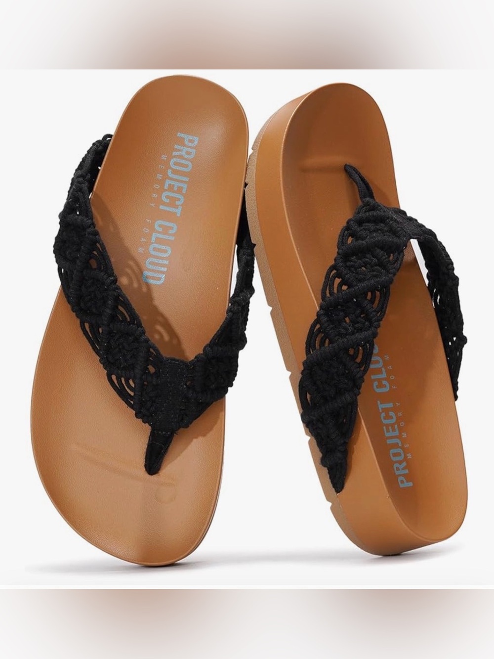 Project Cloud Women’s Black Braided Strap Flip Flop Size 11 NWT